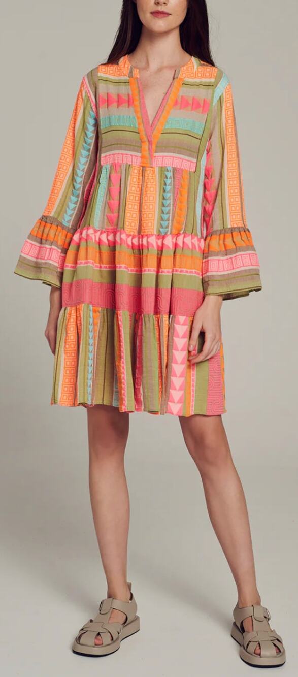 Devotion Twins Ella Short Mini Dress Multi Pink Orange Print Anthropologie XS